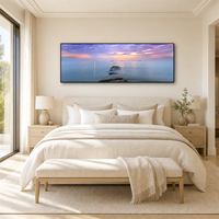 Tableau mural panoramique sur toile, paysage marin au coucher du soleil encadré avec film mat pour chambre à coucher, salon, décoration intérieure