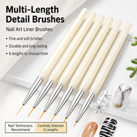 Kit de pinceaux liner à ongles en nylon doux blanc crème multi-longueurs pour dessin de lignes fines et de rayures, service OEM