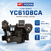 Yuchai YC6B YC6108CA 63kW 86PS Schiffsmotor 1500 U/min 6-Zylinder Wassergekühlt Zuverlässiger Dieselmotor für Kleine Fischerboote