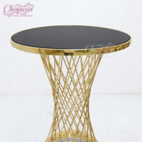Meubles de salle de réception de mariage de luxe de dernière génération, table ronde en acier inoxydable doré, table à gâteau de mariage pour événements et fêtes