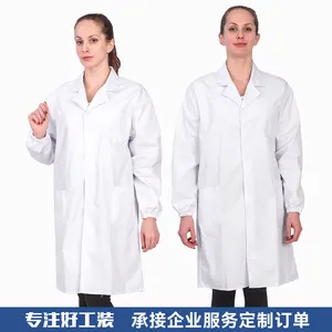 Bata de laboratorio unisex de manga larga, uniforme médico profesional hecho de tela de algodón y poliéster para uso hospitalario