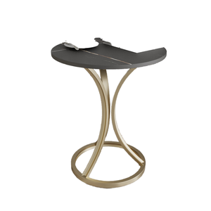 Mesa de Centro Moderna y Ecológica con Tapa Redonda de Mármol y Estructura de Acero para Muebles de Sala de Estar - Product Image 2