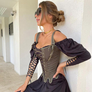 Corsetto Vintage con Lacci Frontali e Cinghie Regolabili in Nastro, con Stecche in Acciaio, Modellante per la Vita - Product Image 3