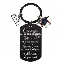 2024 Graduation Troisième Médaille Docteur Chapeau En Acier Inoxydable Porte-clés Personnalisé Sac À Dos Clé Pendentif Bijoux