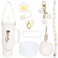Lot de 7 accessoires pour gobelets de 30oz et 40oz avec poignée, sangle et couvre-paille en silicone pour femmes
