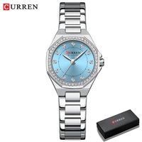 Montre-bracelet pour femme Curren 9100, mode, or, acier inoxydable, étanche, montre-bracelet à quartz pour filles, pour femmes, avec boîte cadeau