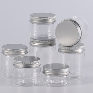 <b>Plastic</b> <b>Jars</b> With Aluminum Cap 60ml 80ml 100ml For Cosmetic Creams And Lotions Cylinder Shape Pet Material - Product Image 1