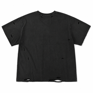 T-shirt da uomo personalizzata in cotone pesante, effetto distressed e strappato, lavaggio vintage, vestibilità ampia, stampata, a maniche corte, stile streetwear - Product Image 2