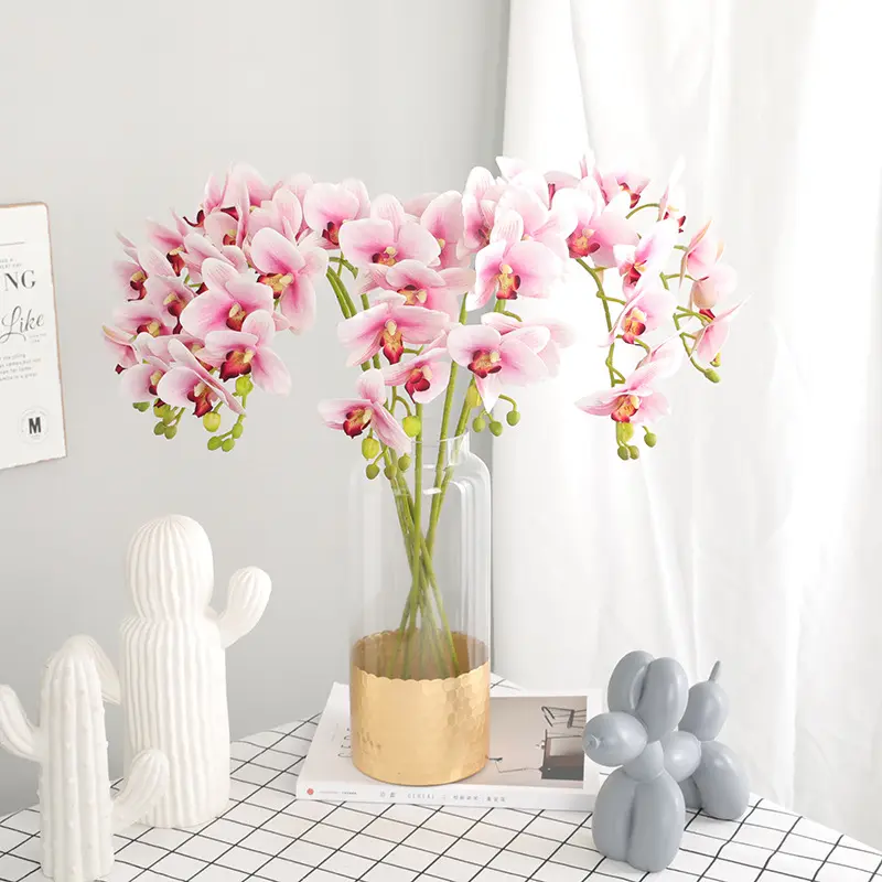 Home Decoration Fashion 7 Flower Head Phalaenopsis Plastic Artificial Flower For Wedding