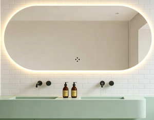 Oval LED Bathroom <b>Vanity</b> <b>Mirror</b> Wall-Mounted Smart Dimmable Touch Sensor <b>Lighted</b> Makeup <b>Mirror</b> with Art Deco Design for Washroom - Product Image 2
