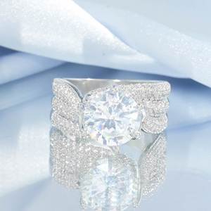 แหวนทองแข็งสำหรับผู้หญิงตัดเพชรเงิน925ดีไซน์โดดเด่น - Product Image 1