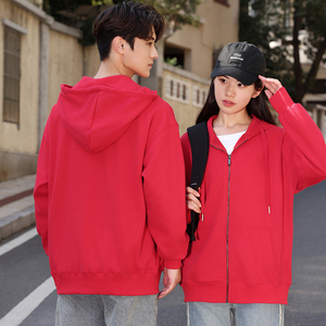 Unisex Gray <b>Hooded</b> Zipper Sweatshirt Oversized Knitted Cotton Casual Autumn Wear Regular Fit Solid Color Breathable Style - Product Image 2