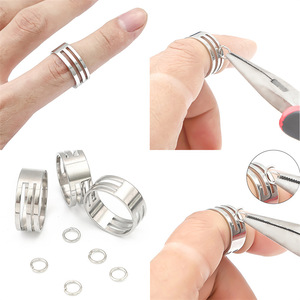 Anillos de acero inoxidable para la fabricación de anillos, accesorios de joyería de metal redondos J03, diseño de bucle abierto y cerrado chapado. - Product Image 2