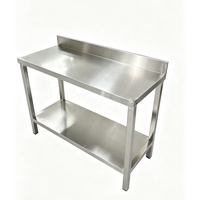 Table de préparation réglable à 2 niveaux en acier inoxydable avec évier arrière, écologique, pour la restauration et la transformation alimentaire