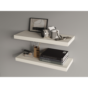 Iva <b>Floating</b> Shelf In Melamine White Oak X2 <b>Wall</b> Display <b>Shelves</b> - Product Image 6