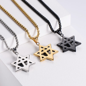 Ciondolo a Sei Stelle Risingmoon in Acciaio Inossidabile, Finitura Anticata Nera, Argento o Oro - Product Image 4