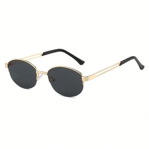 Lunettes de soleil ovales vintage en métal avec logo personnalisé 2025, UV400, demi-monture, style œil de chat, pour hommes et femmes - Product Image 3