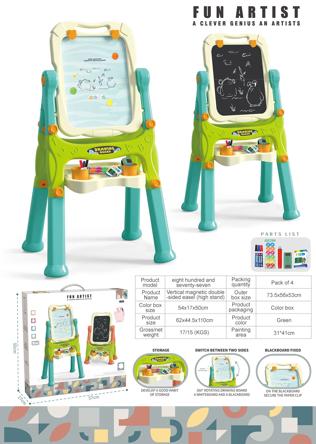 Pata de mesa alta 877-Verde