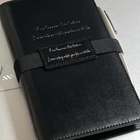 Carnet de notes/agenda A6 en PU noir style simple, à feuilles mobiles, pour le bureau, cadeau promotionnel