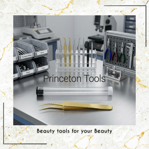 Pince à épiler courbée plaquée or Princeton Tools avec pointe dentelée et capuchon de protection - Product Image 5