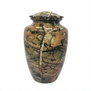 Aluminum Camouflage Urn Large With Lid Hand-crafted Affordable Fits Adults Urn for Human Ashes With Free Velvet Bag - Product Image 1