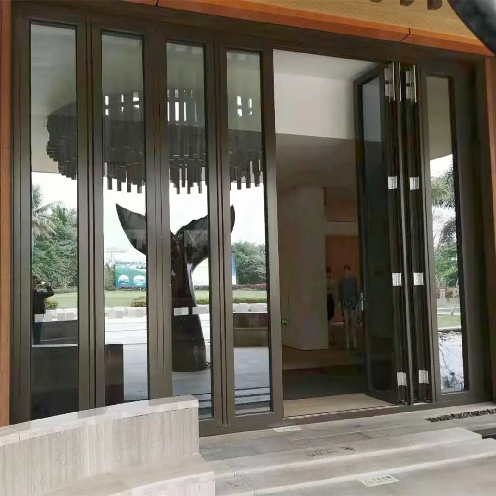 Hot sale good price sliding folding exterior glass doors bifold doors aluminium folding patio bi folding door