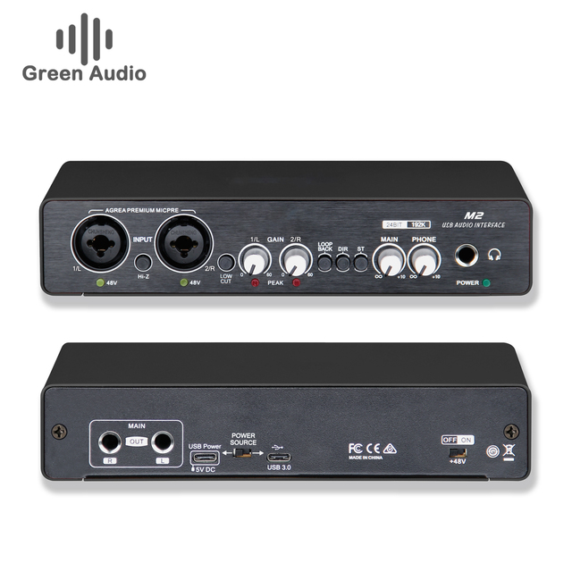 GAX-UC22 24bit/192KHz Audio Interface Support High Resistance Instruments and LOOP BACK Sound Card