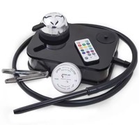 Nouveau Kit Complet LED Chicha Cachimba Lumineux Narguilé Acrylique Portable Carré avec Tuyau en Cuir