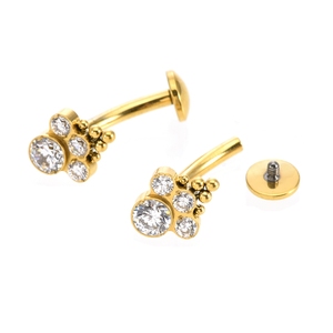 Nhẫn rốn cong ren titan ASTM F136, gắn đá CZ dạng cụm nổi - Product Image 2