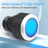 HUSA 22mm LA22Y Saklar Tombol Tekan 1NO1NC Self-Locking Momentary Full Illuminated LED IP65 Plastik Kontrol Industri Rumah Tangga