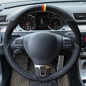Protector para volante de coche, cuero de ante negro portátil para VW Polo GTI Scirocco <span class=keywords><strong>R</strong></span> Passat CC <span class=keywords><strong>r</strong></span>-line 2010 Volkswagen Golf 6 GTI MK6 - Product Image 4