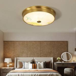 Plafonnier moderne minimaliste de style chinois en émail et finition tout cuivre pour bureau ou chambre principale - Product Image 5