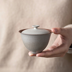Guanlan Coarse Pottery Gaiwan Gray Glaze With Lid For Kung Fu <b>Tea</b> <b>Set</b> - Product Image 2