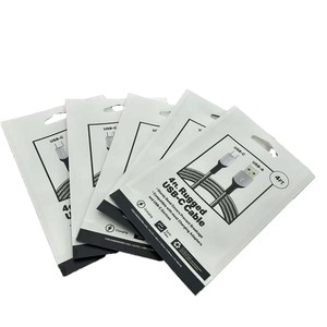 Sacs en plastique refermables personnalisables OEM, réutilisables, étanches, pochettes verticales pour câbles de données de <span class=keywords><strong>téléphone</strong></span> <span class=keywords><strong>portable</strong></span>, emballage en Mylar avec trou de suspension - Product Image 3