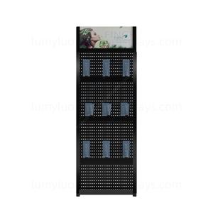 Metal Floor-standing Skincare Display Rack with <b>Shelves</b> & <b>Pegboard</b> Adjustable Cosmetic Shelving Unit for Store Stands - Product Image 4