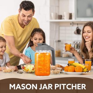 Jarra de leche de boca ancha de 32 oz y <span class=keywords><strong>64</strong></span> oz, contenedor de nevera para café helado, té, jugo, tarro de cristal azul con tapa hermética para verter - Product Image 6