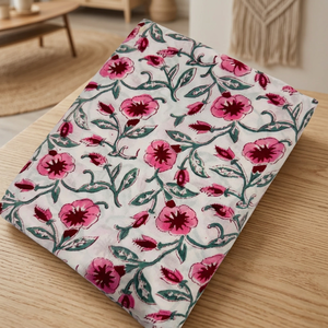 Tissu Popeline Florale 100% Coton 53/54 Pouces Blanc Rouge Bleu Imprimé Botanique Respirant Textile de Maison Tissé Peigné 100GSM Filles - Product Image 5