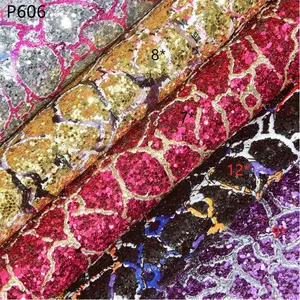 P606 special rock burst design thick sequin glitter fabric leather for handbags, shoes upper , hair accessories , craft