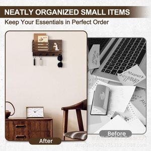 Wooden <b>Wall</b> <b>Mounted</b> Key Holder With Mail Slot And Storage <b>Shelf</b> For Entryway Organization - Product Image 4