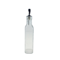 Ensemble de bouteilles carrées en verre pour huile et vinaigre de 200 ml, 300 ml et 500 ml avec bouchons verseurs pour une utilisation en fête, emballées en carton