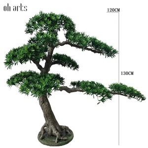 Cây thông <span class=keywords><strong>Bonsai</strong></span> nhân tạo bằng nhựa giả thật, làm thủ công, màu xanh lá cây, chất liệu sợi thủy tinh, kích thước lớn, dùng trang trí nội thất nhà hàng. - Product Image 4
