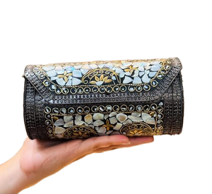 Vintage Style Metal Mosaic Clutch Evening Handbags With Decorative Inlay Work For Premium Fashion Markets And Party Wedding Use - Product Image 1