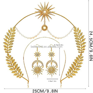Belleworld personalizado Boho metal rhinestone diadema halo <span class=keywords><strong>diosa</strong></span> griega Lolita diadema piedra preciosa pendiente hermosa joyería para mujer - Product Image 2