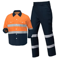 Ensemble de vêtements de travail en coton haute visibilité 200 g/m², chemise à manches longues et pantalon, uniforme de sécurité réfléchissant, norme australienne, construction, exploitation minière