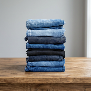 Pantalon décontracté unisexe mi-lourd respirant à braguette zippée, en jean droit à carreaux 100% coton 12oz de haute qualité avec double poche pour homme - Product Image 5