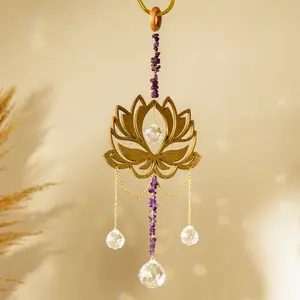 Honor Of Crystal Rainbow K9 Metal Lotus Suncatchers Crystal Window Hanging Sun Catcher Christmas Gift
