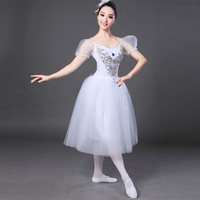Robe tutu blanche espagnole à plusieurs niveaux pour filles adultes, idéale pour la danse classique, costumes de performance de ballet longs