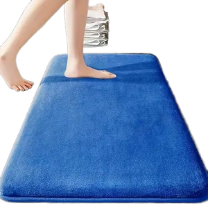 Tapis de sol de salle de bain antidérapant en mousse à mémoire de forme à rebond lent, absorbant l'eau, texture galet, en coton pour la maison - Product Image 1