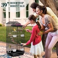 ZENY Cage à oiseaux de toit grande taille de 39 pouces pour petits Quakers/Cacatuaux/Canaris, en acier allié et cadre en plastique, pour usage intérieur/extérieur