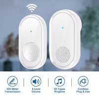 Daytech Sonnette de porte à prise américaine, alimentée par batterie, portée de 300 mètres, étanche, sonnette sans fil pratique à grande portée pour la maison et la maison